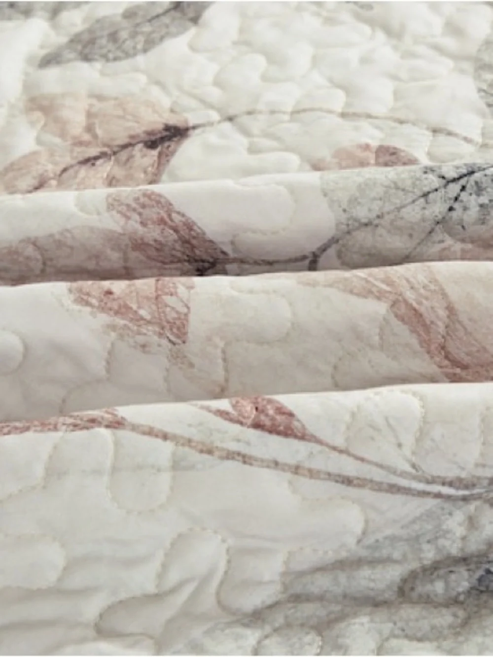 Floral Quilt Set in Blush and Gray Queen 3 piece set